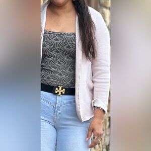 Topshop Cream Textured Blazer with Relaxed Fit